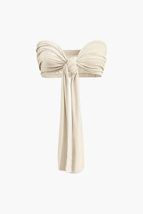 Ensemble Crop Top Bandeau et Pantalon Large Terracotta