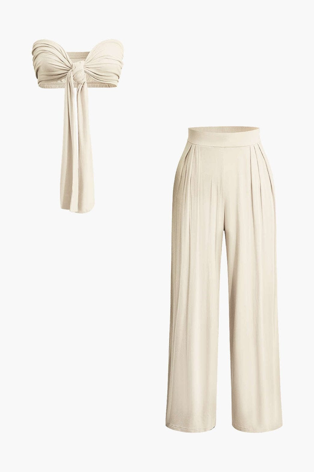 Top bandeau et pantalon palazzo orange douceur
