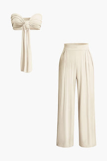 Top bandeau et pantalon palazzo orange douceur