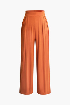 Ensemble Crop Top Bandeau et Pantalon Large Terracotta