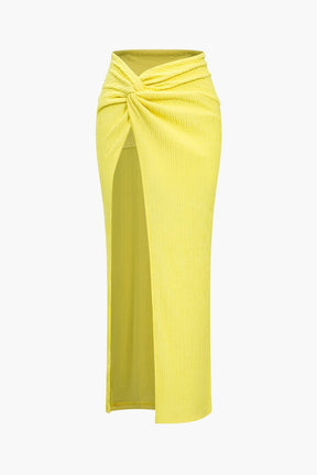 Ensemble jupe longue fendue rayon