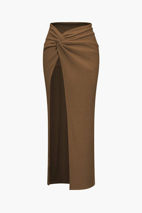 Ensemble Crop Top et Jupe Longue Drapée