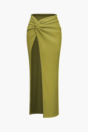 Ensemble Crop Top et Jupe Longue Drapée