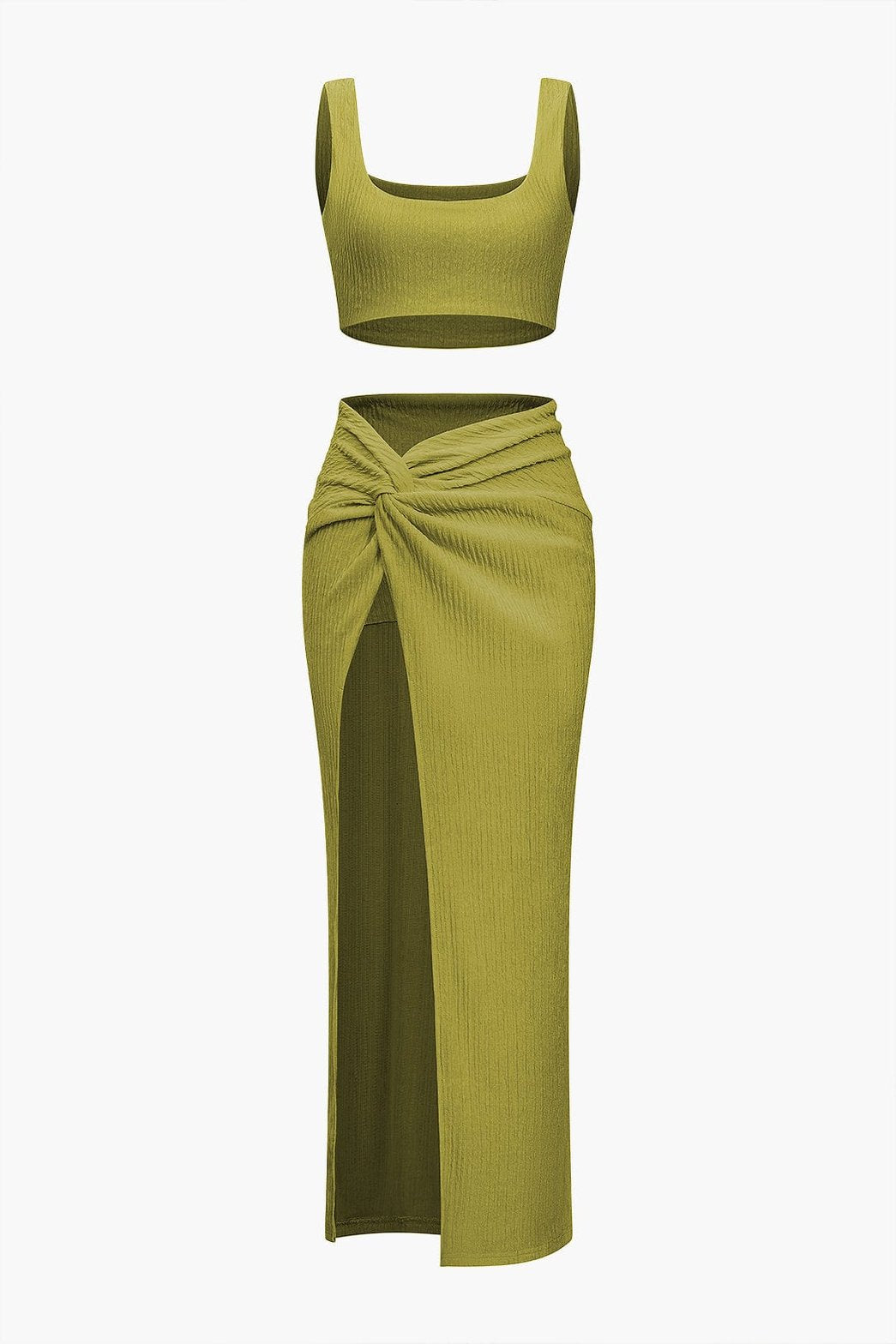 Ensemble Crop Top et Jupe Longue Drapée