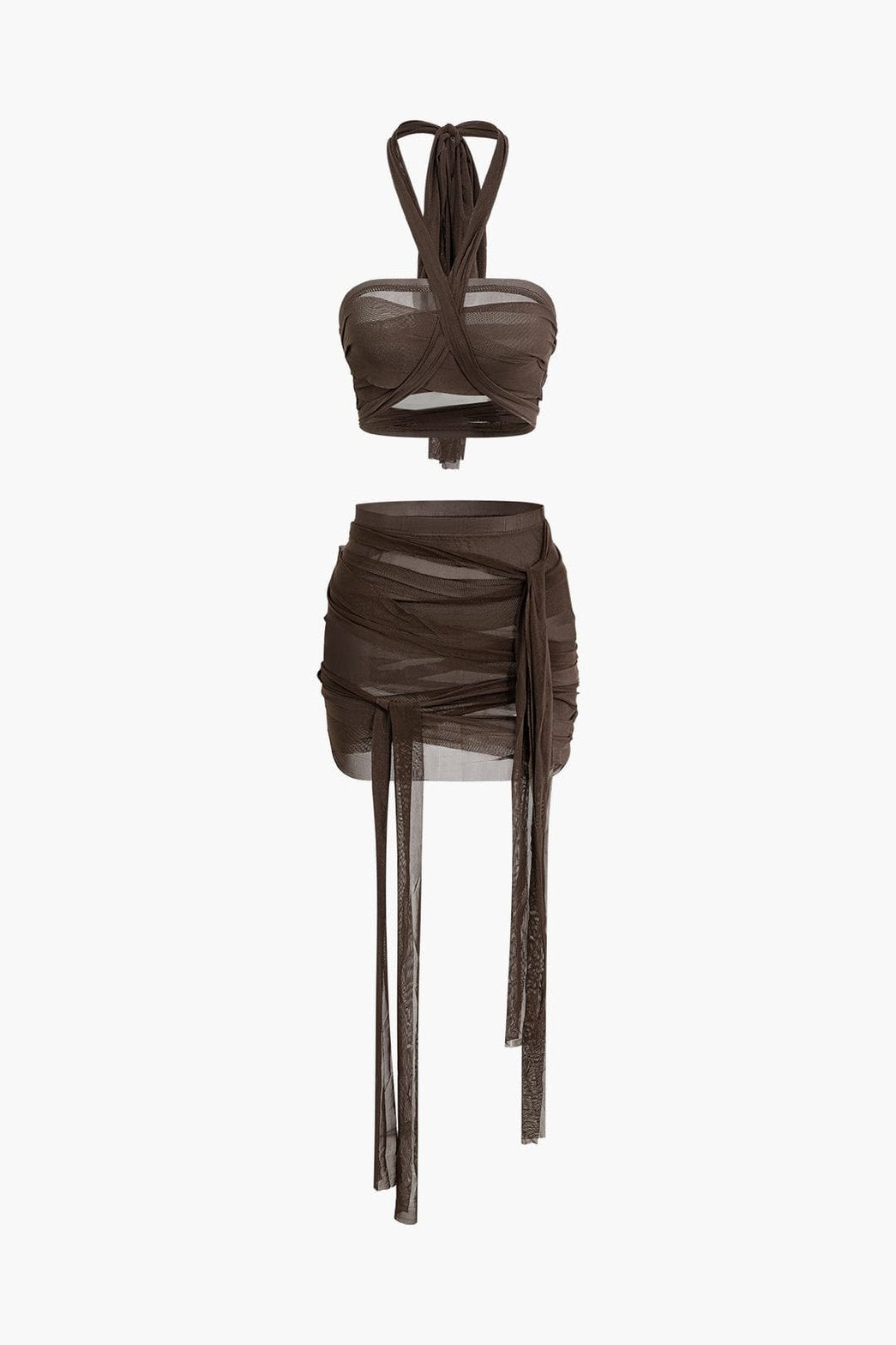 Ensemble drapé marron élégant soleil