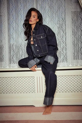 Pantalon denim large océan