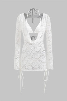 Ensemble dentelle blanc dos nu plage soleil