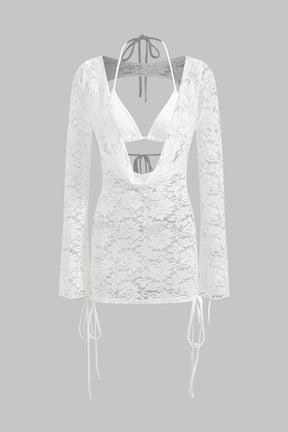 Ensemble dentelle blanc dos nu plage soleil