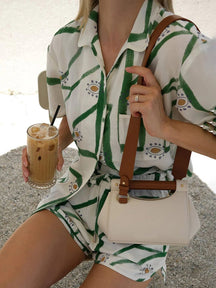 Ensemble imprimé bambou vert et blanc soleil