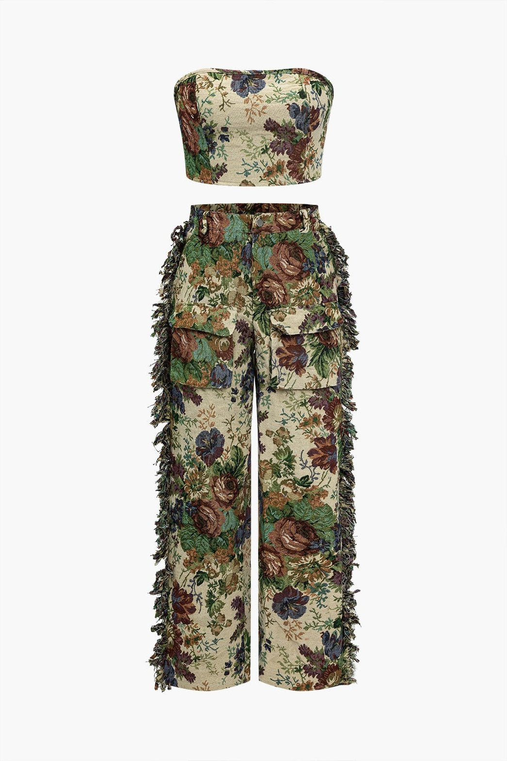 Ensemble floral à franges vue de face soleil