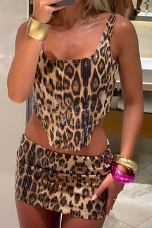 Ensemble léopard sequins scintillant luxe