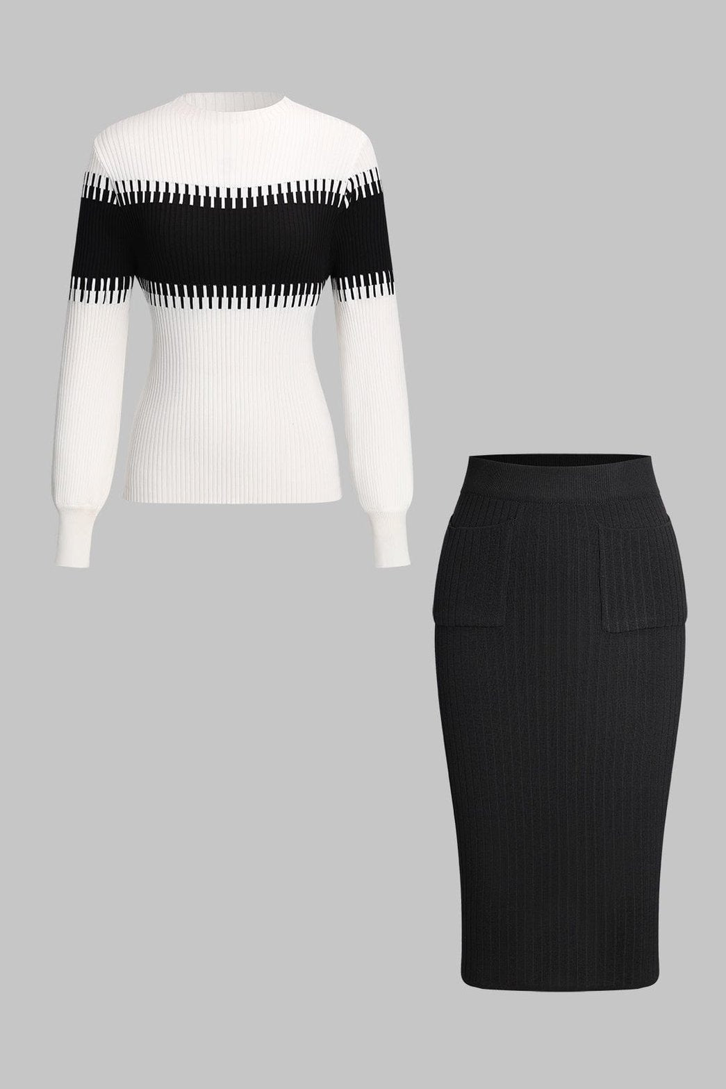 Ensemble tricot bicolore blanc et noir douceur
