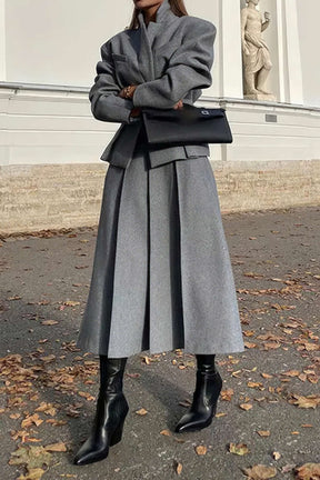 Détail du blazer gris structuré luna