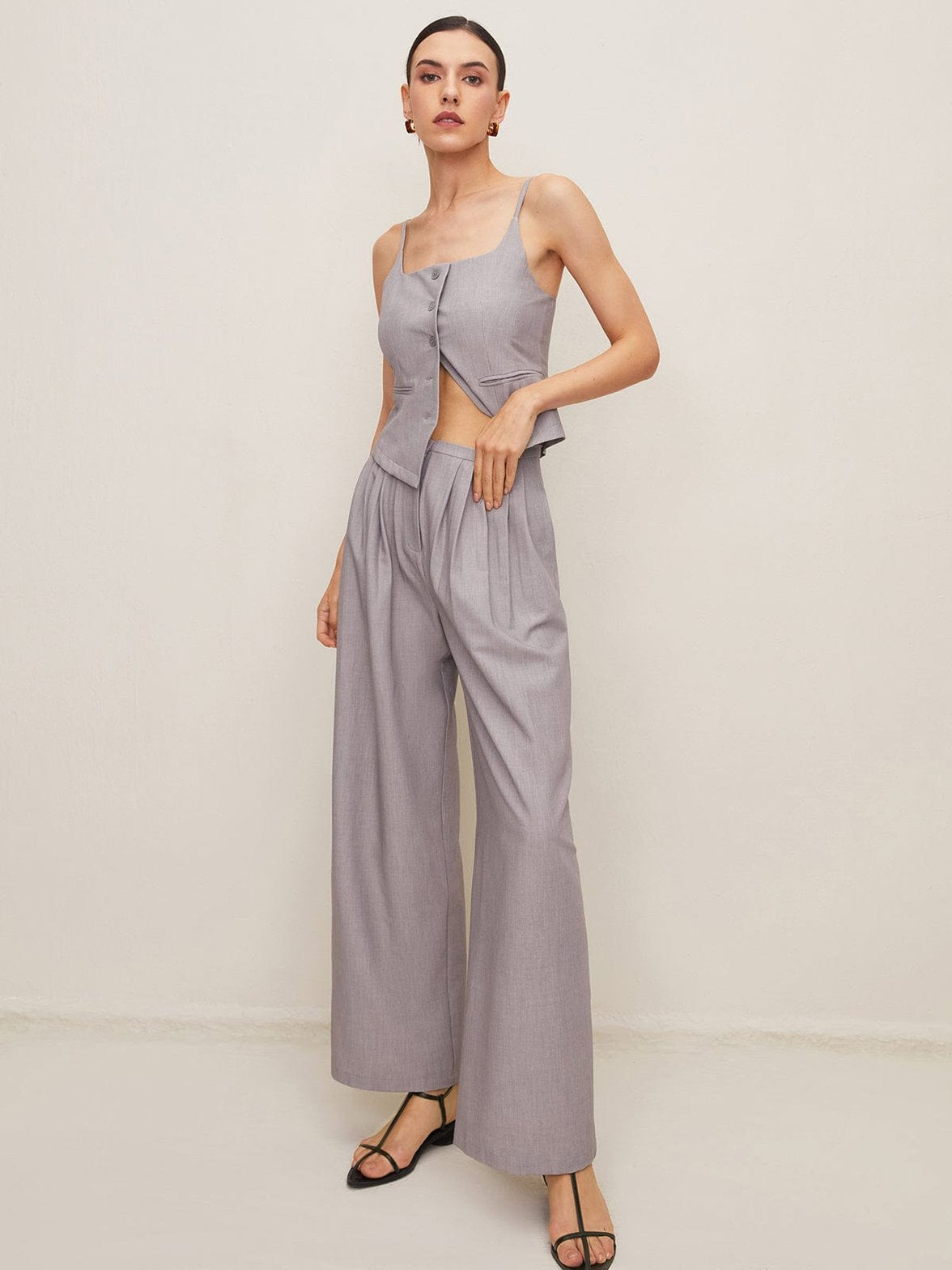 Ensemble pantalon large gris profil étoile