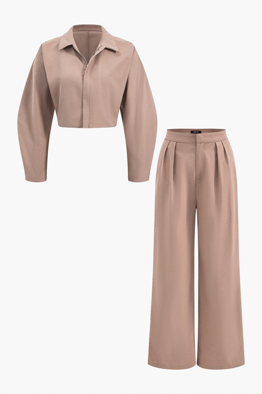 Ensemble beige deux pièces élégant style minimaliste papillon