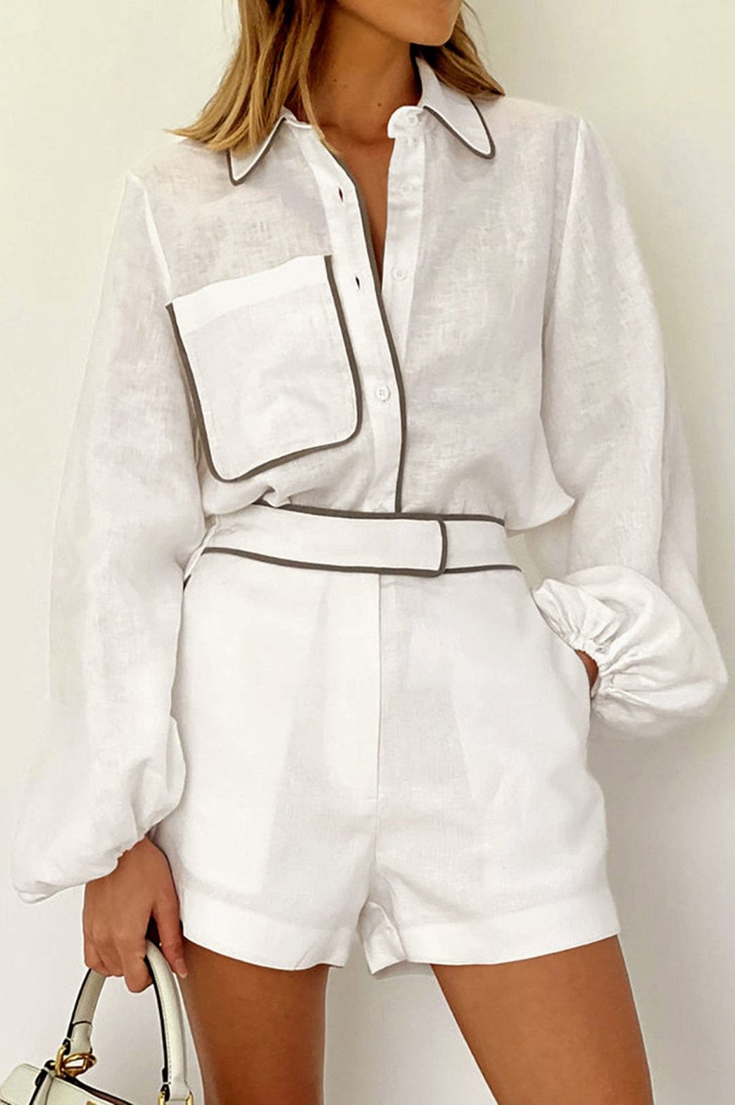 Ensemble chemise short blanc élégant douceur