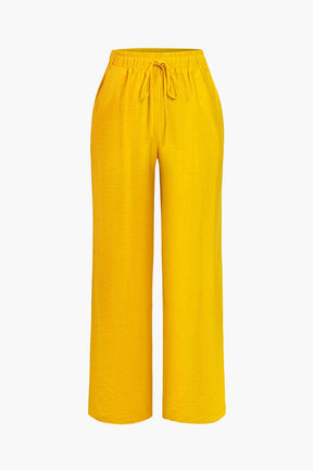 Ensemble Élégant Chemise Nouée et Pantalon Large