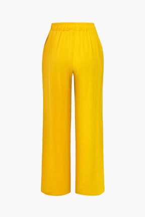 Ensemble Élégant Chemise Nouée et Pantalon Large