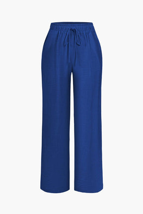 Ensemble Élégant Chemise Nouée et Pantalon Large