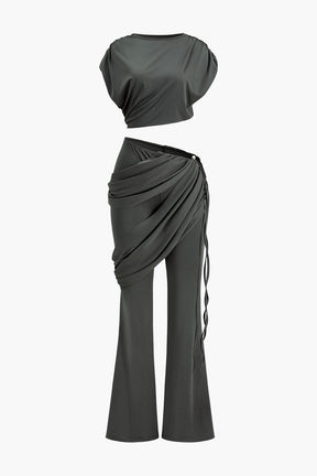 Ensemble crop top et pantalon drapé soleil