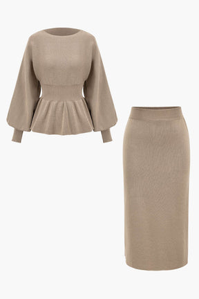 Ensemble tricot beige élégant harmonie