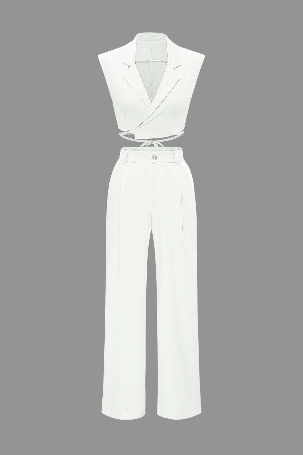 Ensemble Élégant Gilet Court et Pantalon Large