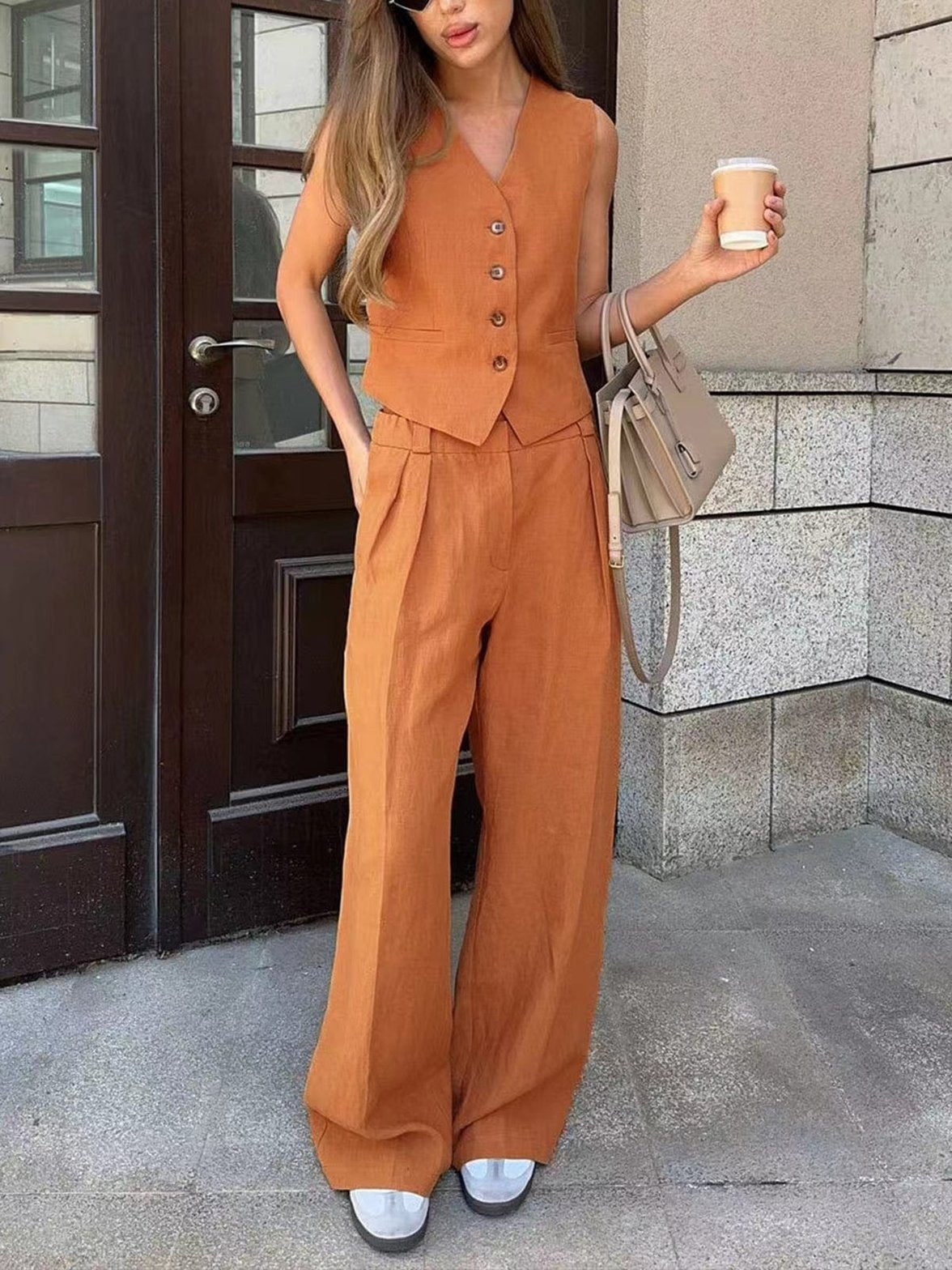 Gilet et pantalon lin profil harmonie
