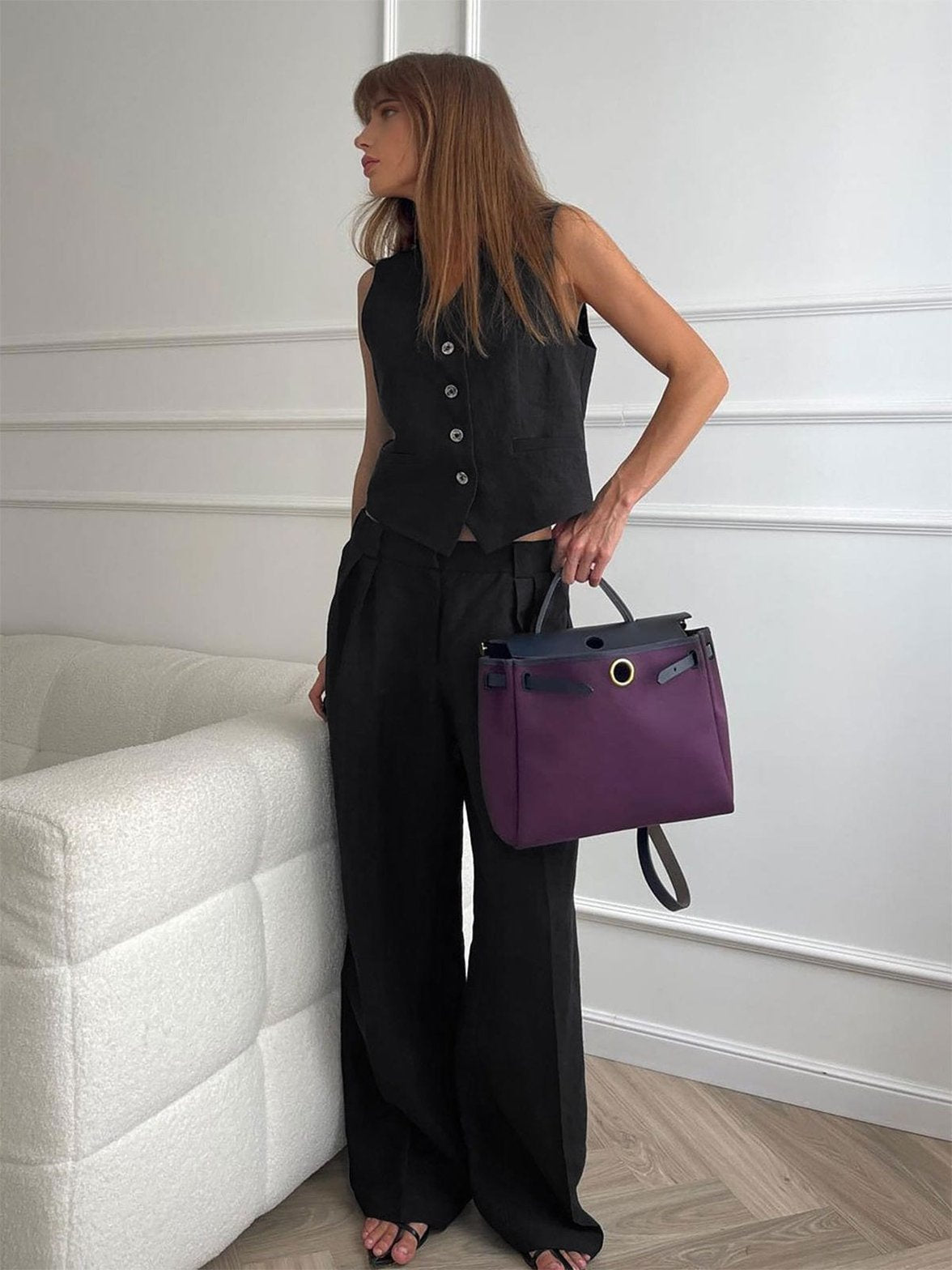 Ensemble gilet pantalon lin étoile