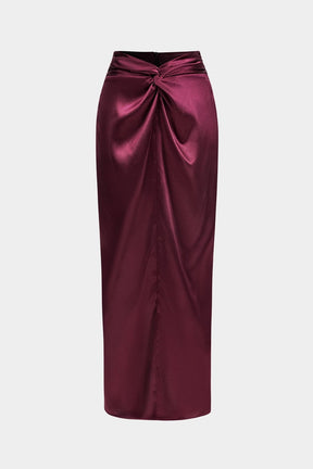Ensemble coordonné satin bordeaux brillant