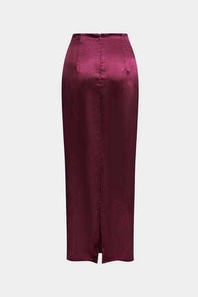 Tenue complète satin bordeaux chic