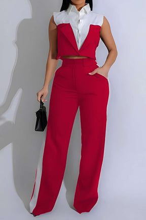 Ensemble bicolore rouge et blanc élégant soleil