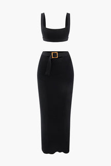 Ensemble noir élégant vue de face doux