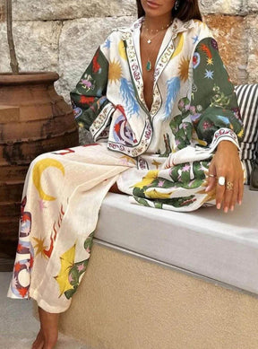 Ensemble deux pièces motif céleste étoilé soleil