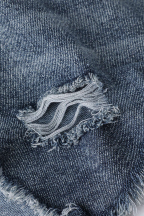 Vue de dos ensemble robe chemise et corset denim léger
