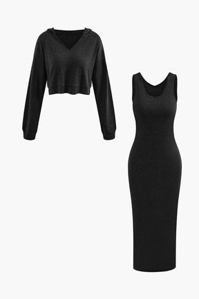 Ensemble Robe Longue et Sweat à Capuche Casual