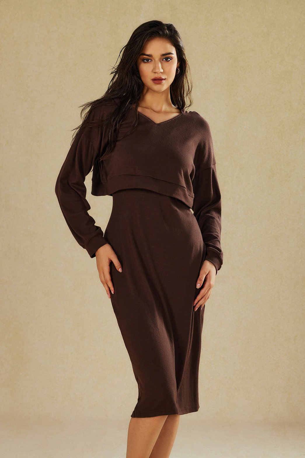 Ensemble Robe Longue et Top Col V