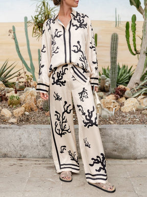Ensemble deux-pièces satin motifs luxe