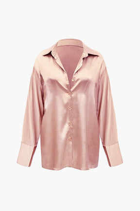 Ensemble Satiné Élégant Chemise et Pantalon Large