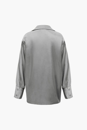 Ensemble Satiné Élégant Chemise et Pantalon Large