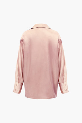 Ensemble Satiné Élégant Chemise et Pantalon Large