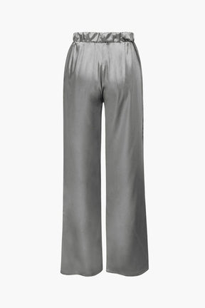 Ensemble Satiné Élégant Chemise et Pantalon Large