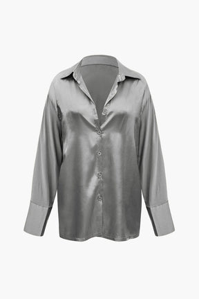 Ensemble Satiné Élégant Chemise et Pantalon Large