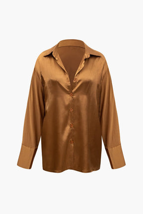 Ensemble Satiné Élégant Chemise et Pantalon Large