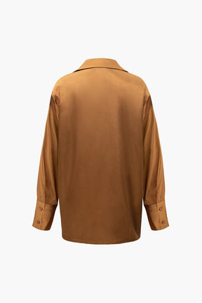 Ensemble Satiné Élégant Chemise et Pantalon Large