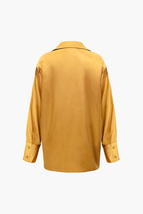 Ensemble Satiné Élégant Chemise et Pantalon Large