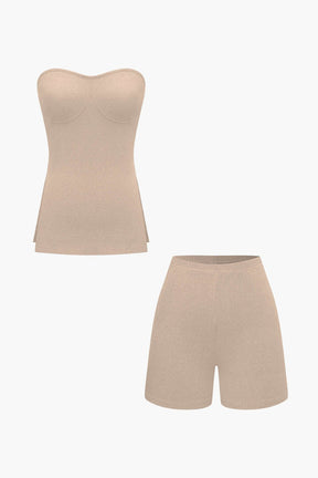 Ensemble Short Côtelé Basic Gris