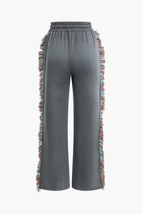 Ensemble Sport Chic T-shirt et Pantalon à Franges