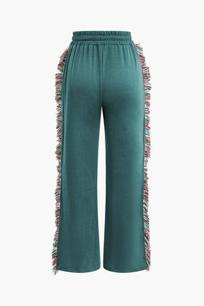 Ensemble Sport Chic T-shirt et Pantalon à Franges