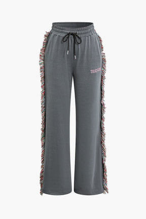 Ensemble Sport Chic T-shirt et Pantalon à Franges