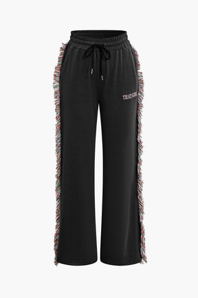 Ensemble Sport Chic T-shirt et Pantalon à Franges